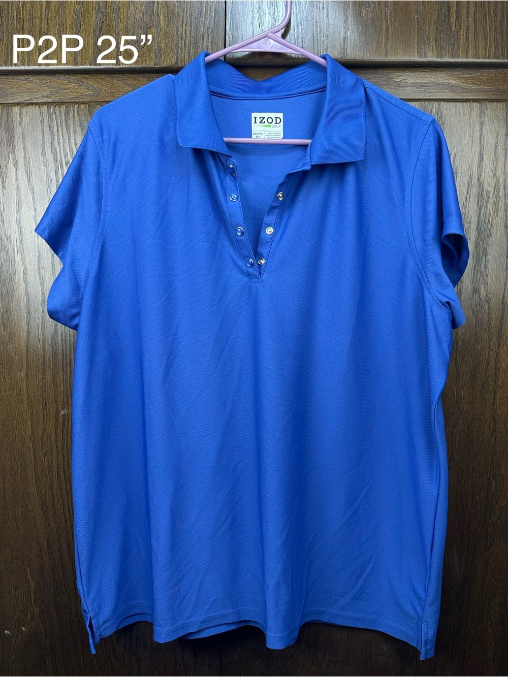 Izod Royal Blue Snap V-Neck Polo Top